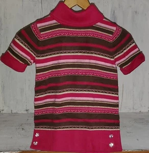 Gymboree Parisian Chic Pink Brown Gold Stripe Sweater Tunic Size M 7-8 *W24 - Picture 1 of 6