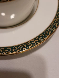 Nikko EMERALD FILIGREE Green Gold Cup & Saucer - Picture 1 of 3