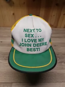 Cappello camionista vintage John Deere 3 strisce rete posteriore snapback made in USA - Foto 1 di 8