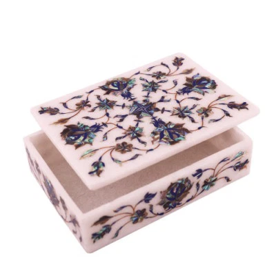 marble Box Semi Precious Stones handmade Inlay art Work decor - Image 1 of 4