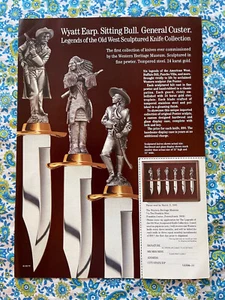 Vintage 1990 Print Ad Legends Of The Old West Sculptured Knife Collection - Picture 1 of 7
