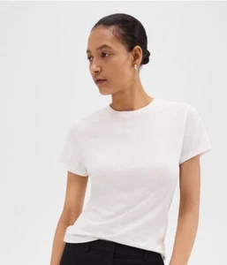 Theory Women's Organic Cotton Tiny Tee, White, Size M - Picture 1 of 6