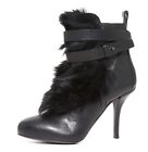 Vince High Heel Leather Fur Bootie Black Women Size 8 M 4030*