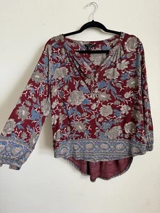 Lucky Brand rotes Boho Blumen Langarmshirt Gr. XL - Bild 1 von 5
