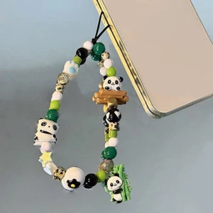 Chinese Style Cartoon Panda Beaded Phone Chain Charm Cute Anti-loss Phone St _ou - Zdjęcie 1 z 8