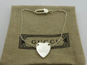 Gucci Sterling Silver Trademark Heart Bracelet - Picture 1 of 3