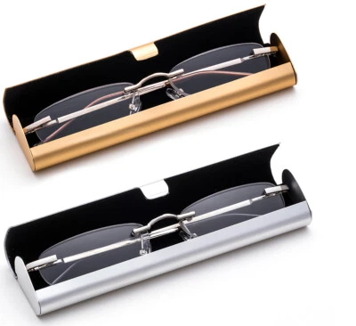 Lectores delgados sin montura en estuche delgado curvo de aluminio gafas de lectura lector de tubos Foto 1 de 3