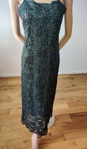 PHASE EIGHT SEQUIN DRESS UK 12 US 8 GREEN 65% VISCOSE 35% NYLON - Picture 1 of 13