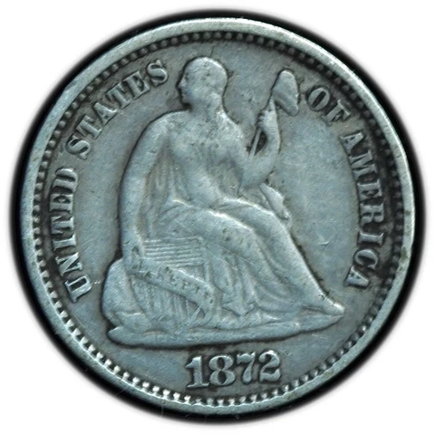 1872 Seated Liberty Half Dime VF / XF Condition Cover
