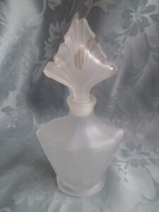 Vintage Clear Frosted Glass PERFUME BOTTLE with Stopper~6 1/4" high