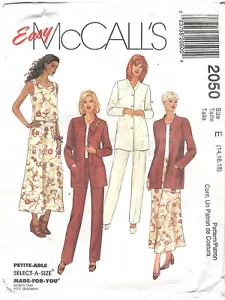 1999 McCall's 2050 Misses' Jacket Top Skirt Pants size E 14-18 sewing pattern - Picture 1 of 3