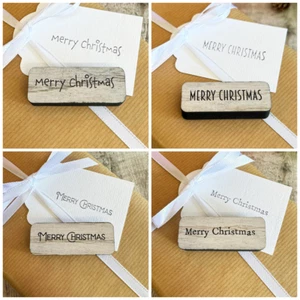Timbri in gomma inchiostro Buon Natale | Etichette regalo artigianato natalizio scrapbooking - Foto 1 di 11