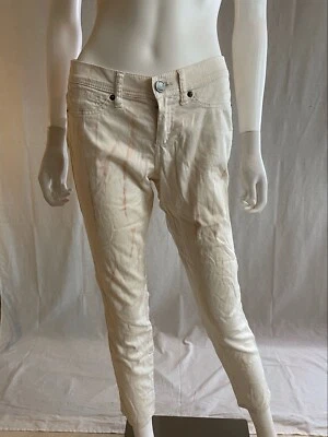 Pantalones para mujer Bebe ajustados de algodón blancos informales con botones tiro medio talla 27 Foto 1 de 4