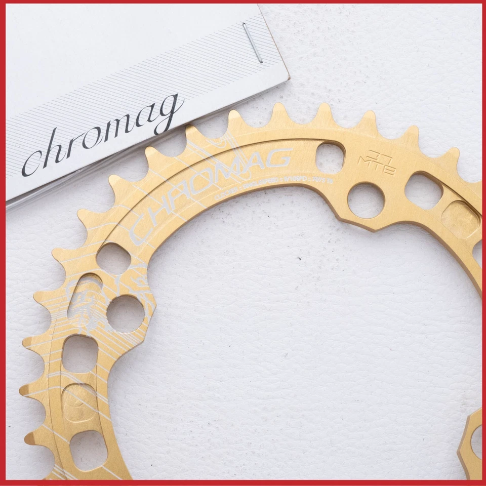 PLATO CHROMAG 37T 104 BICICLETA DE MONTAÑA VINTAGE 4 BRAZOS DORADO DE UNA SOLA VELOCIDAD Foto 1 de 4