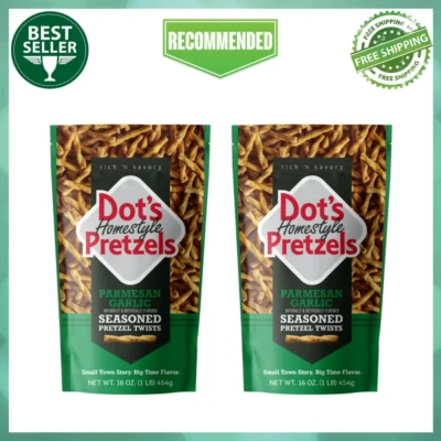 Dot's Homestyle Pretzels Parmesano Ajo Sazonado Pretzel Twists, 16 oz, Paquete de 2 Foto 1 de 4