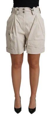 DOLCE & GABBANA Shorts Beige Cotton Pleated High Waist Casual IT40/US6/S $1000 - Image 1 of 4