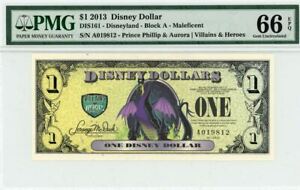 2013 $1 Disney Dollar Maleficent PMG 66 EPQ TOP POP (DIS161)