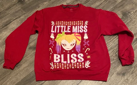 ALEXA BLISS Little Miss Ugly Christmas Sweater WWE Licensed Medium Shirt Maroon Cover
