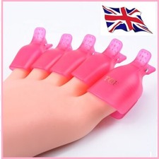 5/10pcs PLASTIC TOE NAIL ART SOAK OFF CLIP CAPS UV GEL POLISH REMOVER WRAP *UK*