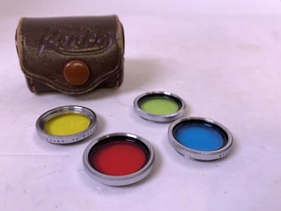 Kenko Colored Filters 21.5 mm Set 4 Leather Case Yellow Red Green Blue Screw on - Image 1 of 4