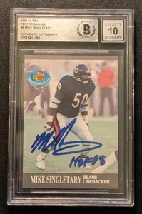 1991 Ultra Performances #6 - Mike Singletary - BGS 10 Autograph - On Card - Picture 1 of 2