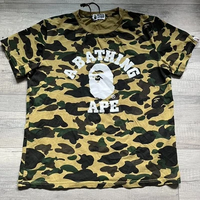 BAPE Vintage 1st Camo College T-Shirt Green No Size Tag Shown, Fits Like Men's M - Image 1 of 4