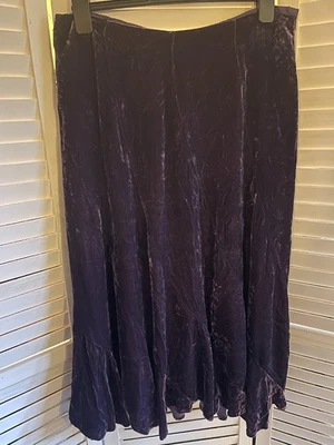 Gorgeous Purple Crushed Velvet Monsoon Long Skirt size 16_ex cond - Image 1 of 4
