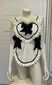 Latex Rubber Gummi heart ruffles bows servant Apron pinafore customized #1318 - Picture 1 of 8