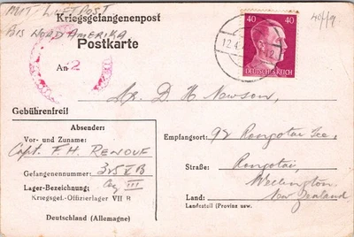 1944 Germany Stalag 7 B POW Camp Postcard Cover To Wellington New Zealand - Image 1 of 2