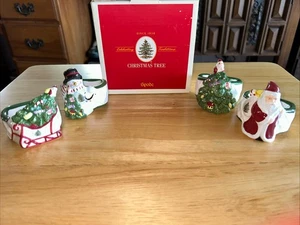 (4) Anillos servilleteros árbol de Navidad Spode 2004 excelentes en caja original - Imagen 1 de 7