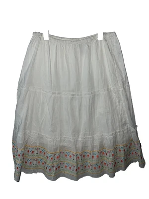 Dressbarn Mujer Falda Elástica Cintura 1X Dobladillo Forrado Bordado Boho Campesino Foto 1 de 4