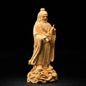17CM Buchsbaum Skulptur Heiliger Taoismus Feng Shui Holz Statue Figur - Bild 1 von 8