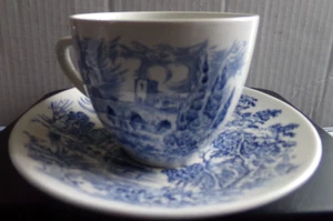1968 Wedgwood “Countryside” Cup & Saucer – Blue on White, England VINTAGE - Picture 1 of 16