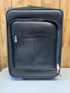 Kingsport Industries LLC Travel Suitcase Leather Luggage 18 x 14 Inch Black - Bild 1 von 12