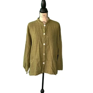 Bryn Walker Danuta Jacket 100% Linen Oversized Large Lagenlook Olive Green - Picture 1 of 11