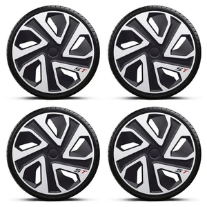 Wheel Trims 16" Black Silver ST Hub Caps Covers x4 Fits VOLKSWAGEN CRAFTER - Picture 1 of 5