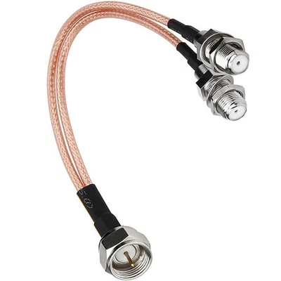 1pc F Type Coax Cable Splitter To F Dual Female 3 Way RG316 Coaxial Cable 15cm - Image 1 of 4