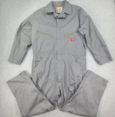 Vtg Dickies Mechanic Work Coveralls Mens Large Regular Gray Zip Pockets - Image 1 of 4