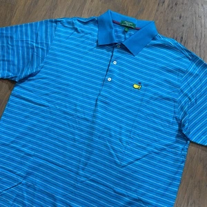 Polo Masters Vintage Uomo XL Blu Righe Cotone Peter Millar Agusta Golf - Foto 1 di 10