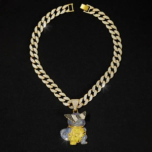 Collar Colgante para Hombre Cadena Oro colgante Moda Con Chapado 14k Para Hombre - Picture 1 of 14
