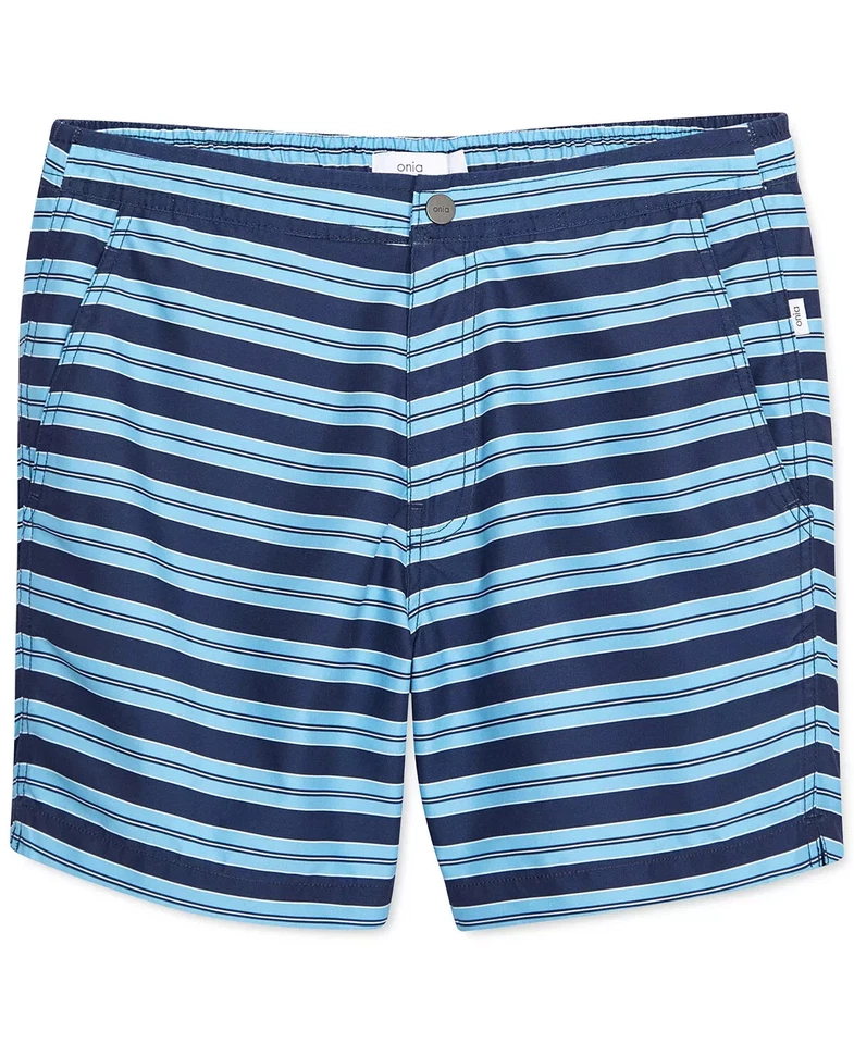 Onia Men's Calder Blue Trunks Blue Stripe 6" Swim Shorts Trunks 32"