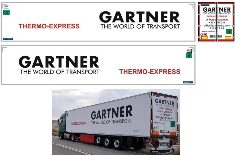 Grafica adesiva "GARTNER"  Lamberet x semirimorchi Herpa 1/87 nuovo logo - Immagine 1 di 1