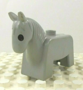 Lego Duplo Figure Horse Vintage Gray w/ black eyes - Picture 1 of 3