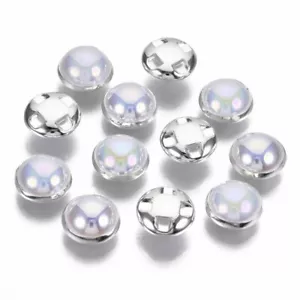 10 BOUTONS Aspect Métal et Perle NACRE blanc 10 mm acrylique - creation couture - Bild 1 von 3