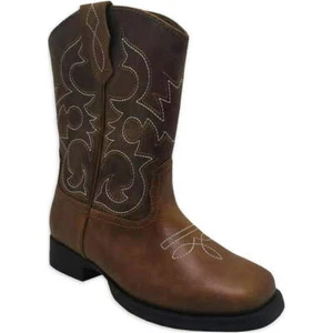 Wonder Nation Youth Boys Brown Pull-on Square toe Cowboy Boots Shoes: 12-6 - Picture 1 of 8