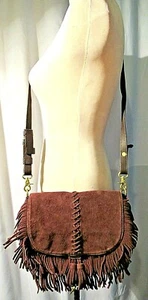 MINNIETONKA DAMEN BRAUN LEDER CROSSBODY FRANSEN HANDTASCHE - Bild 1 von 10