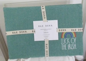rae dunn Luck of the Irish Embroidered Heathered Green Placemats Set of 4 NEW - Picture 1 of 5