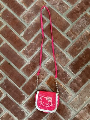 Loungefly HELLO KITTY Small Purse Bag Crossbody Hot Pink Silver Chain - Image 1 of 4