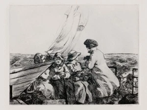 The Monhegan Boat Etching Art Print Edward Hopper 1918 American Realism - Picture 1 of 2