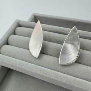 Authentic Georg Jensen Earrings Sterling Silver 925 1.2in Leaf Used Japan 45 128 - Picture 1 of 9